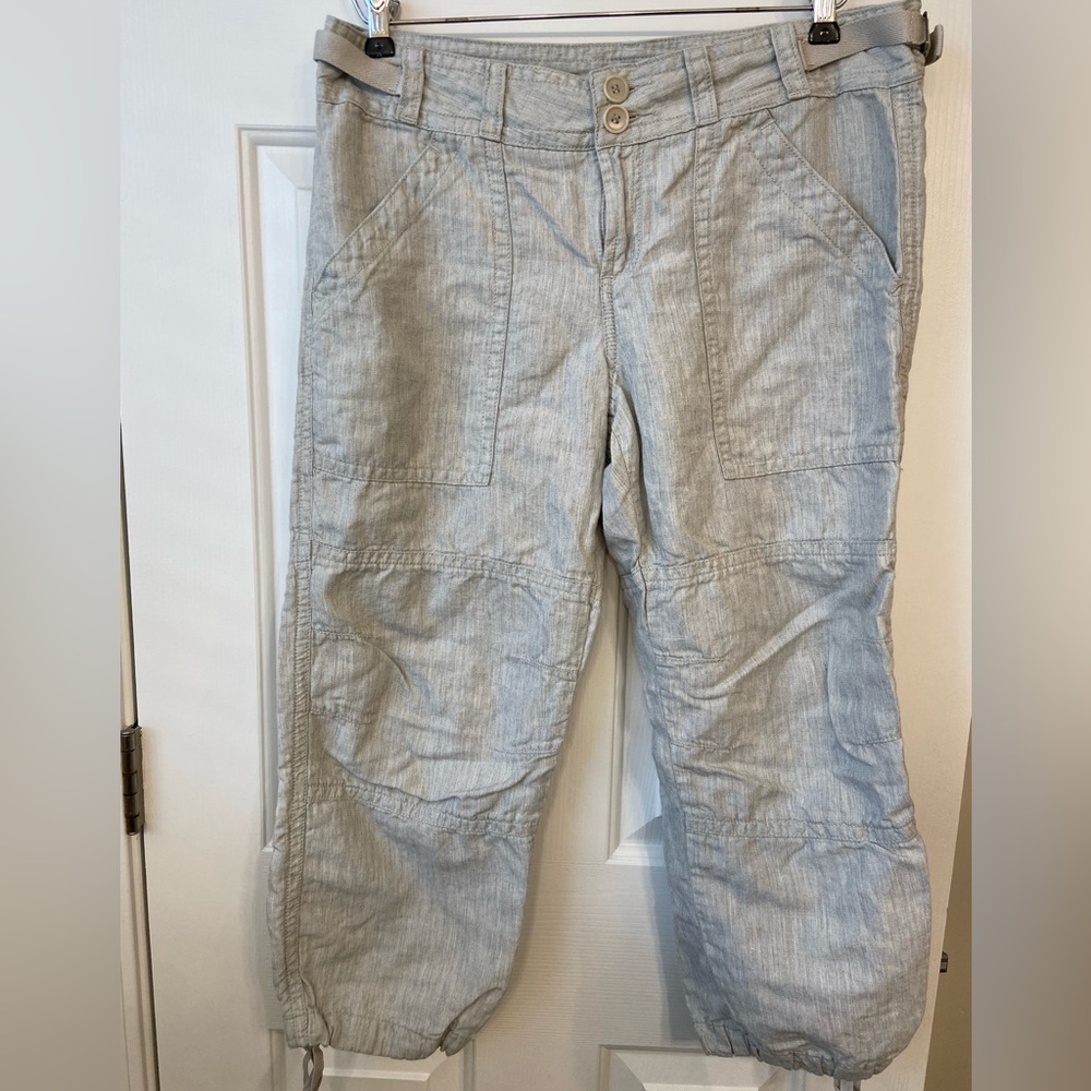 Sundance Grey Cotton Linen Cropped Pants Sz 10